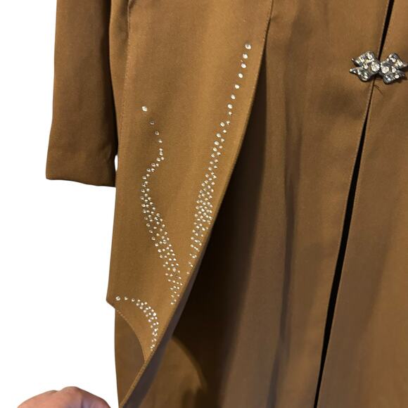 X-LAND DOLCE Jacket Long 2XL VTG USA Dark Brown Rhinestones Y2K Boho Whimsy Goth - Picture 12 of 14